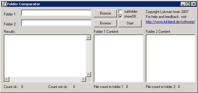 Screenshot vom Folder Comparator